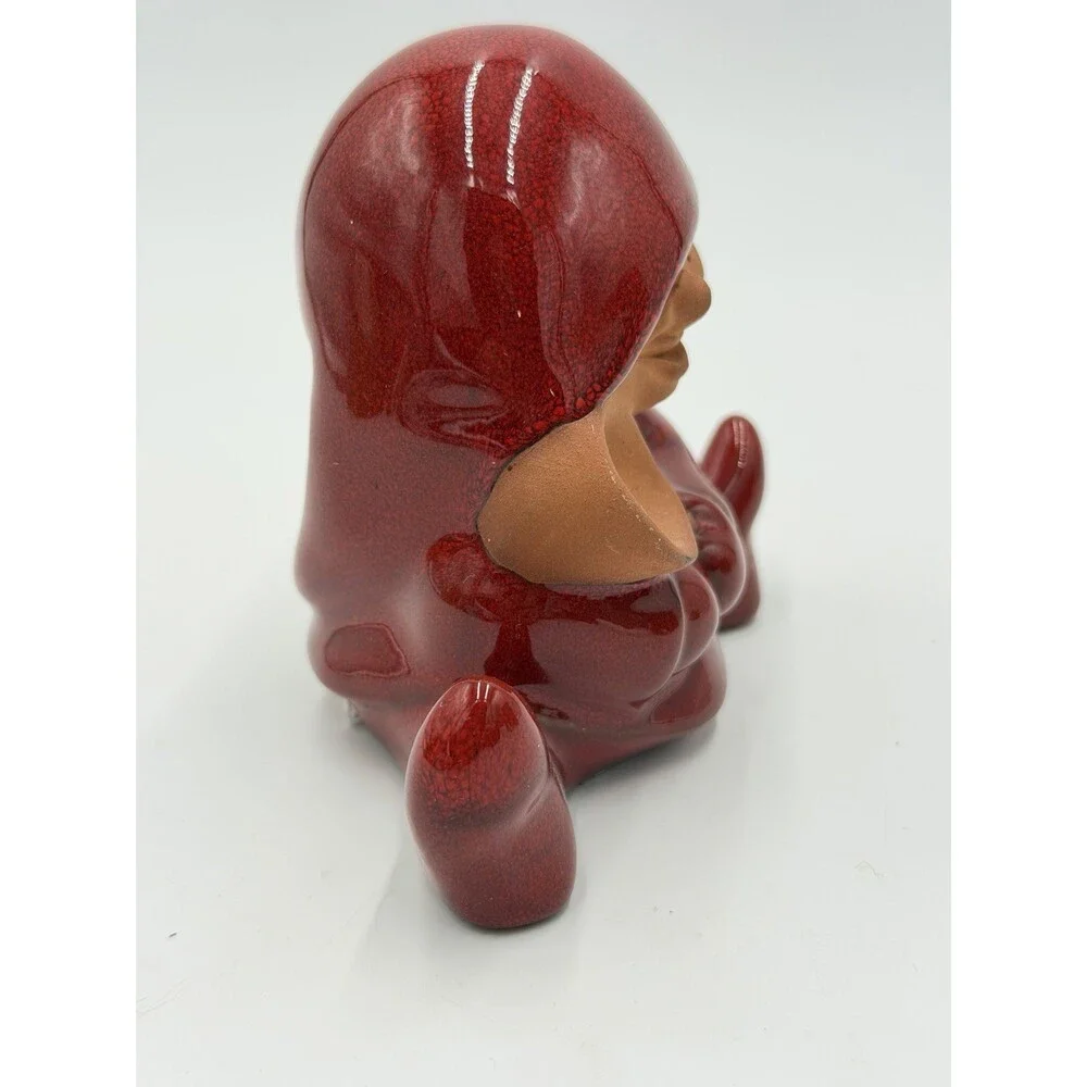 Swedish Pottery Nittsjo Red Tomte Gnome With Spoon 13148